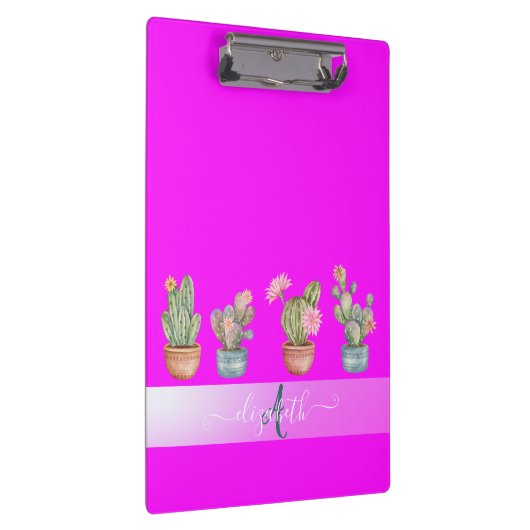 Succulenten Roze Fluorescerend Monogram Klembord (Rechts)