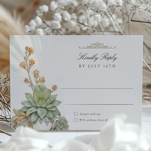 Succulenten RSVP Card Art Nouveau Huwelijk Kaart