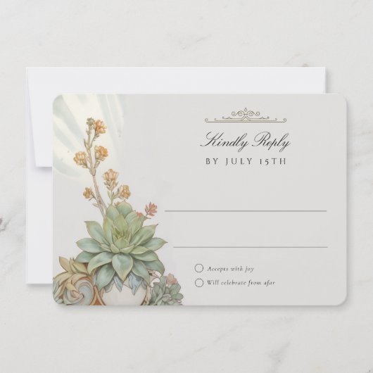 Succulenten RSVP Card Art Nouveau Huwelijk Kaart (Voorkant)