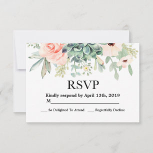 Succulenten RSVP trouwkaart Kaartje