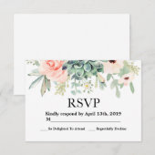 Succulenten RSVP trouwkaart Kaartje (Voorkant / Achterkant)