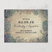 Succulenten Rustic Floral Save the Date Aankondigingskaart (Voorkant)