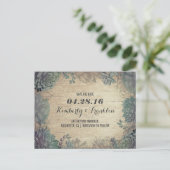 Succulenten Rustic Floral Save the Date Aankondigingskaart (Staand voorkant)
