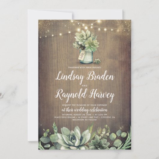 Succulenten | Rustic Greenery Country Barn Wedding Kaart (Voorkant)
