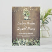 Succulenten | Rustic Greenery Country Barn Wedding Kaart (Staand voorkant)