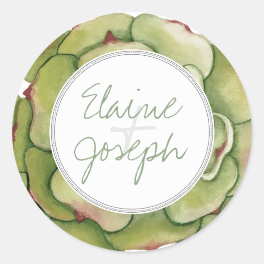 Succulenten Rustieke Bruiloft stickers (Voorkant)