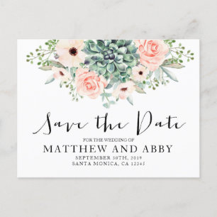 Succulenten save the date uitnodiging briefkaart