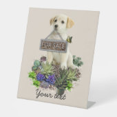 Succulenten te koop reclamebord met voetstuk (Voorkant)