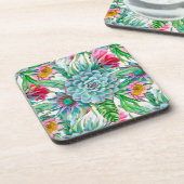 Succulenten tropische tuin bier onderzetter (Linkerzijde)