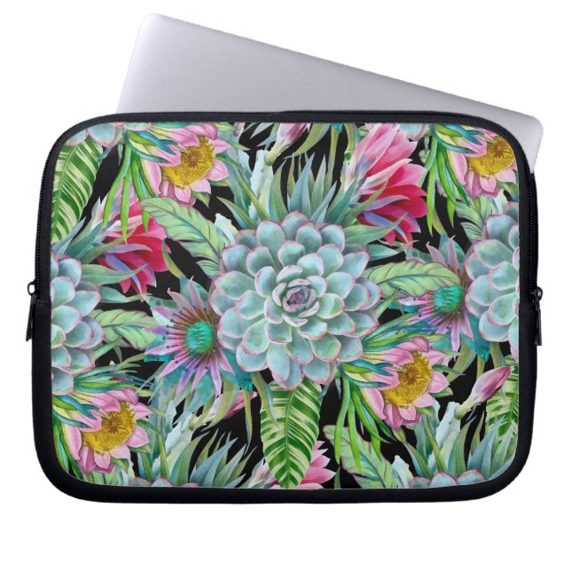 Succulenten tropische tuin laptop sleeve (Voorkant)