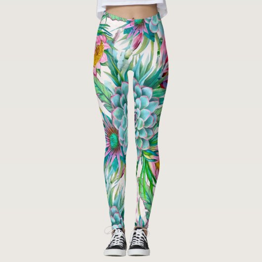Succulenten tropische tuin leggings (Voorkant)