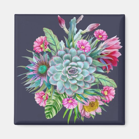 Succulenten tropische tuin magneet (Voorkant)