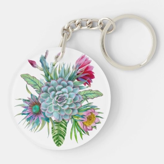 Succulenten tropische tuin sleutelhanger (Achterkant)