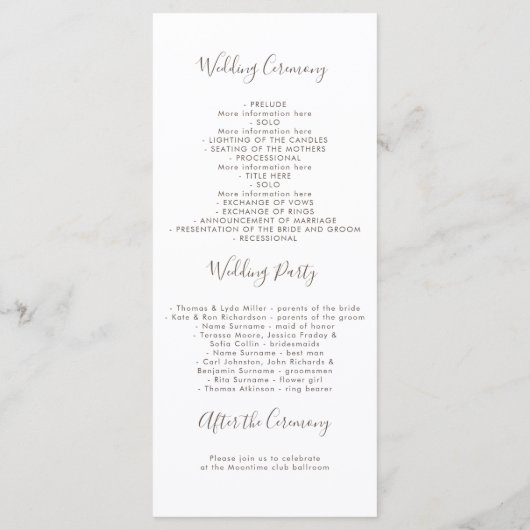 Succulenten Trouwprogramma's Programmakaart (Achterkant)