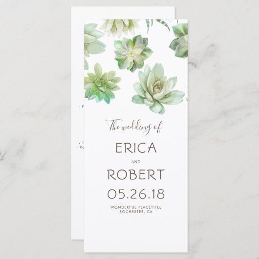 Succulenten Trouwprogramma's Programmakaart (Voorkant / Achterkant)