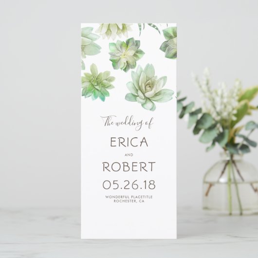 Succulenten Trouwprogramma's Programmakaart (Staand voorkant)