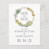 Succulenten, Twigs en Stenen | Datum opslaan Briefkaart (Voorkant)