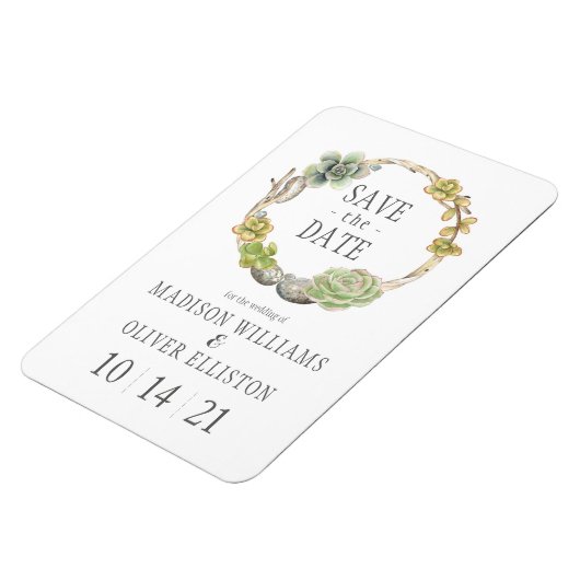 Succulenten, Twigs en Stenen | Datum opslaan Magneet (Linkerzijde)