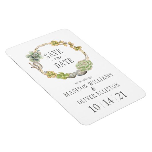 Succulenten, Twigs en Stenen | Datum opslaan Magneet (Rechterzijde)