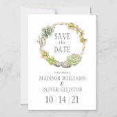 Succulenten, Twigs en Stenen | Datum opslaan Magnetische Uitnodiging (Voorkant)