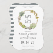 Succulenten, Twigs en Stenen | Datum opslaan Save The Date (Voorkant / Achterkant)