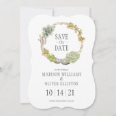 Succulenten, Twigs en Stenen | Datum opslaan Save The Date (Voorkant)