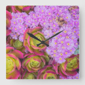 Succulenten Vierkante Klok (Voorkant)