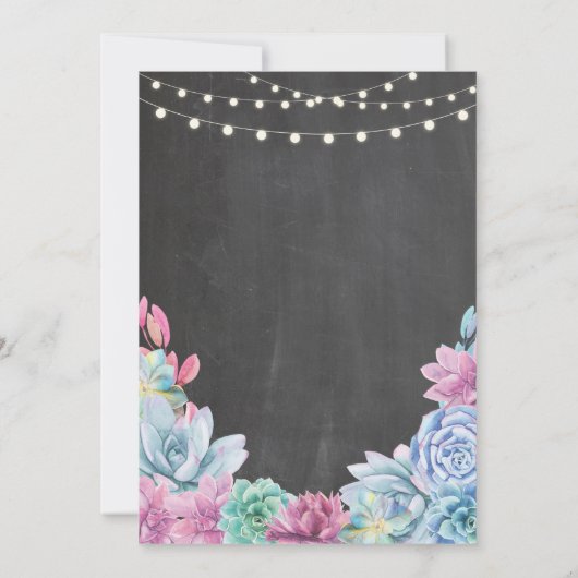 Succulenten Vrijgezellenfeest Rustiek Krijt Licht  Kaart (Achterkant)