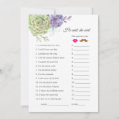 Succulenten Vrijgezellenfeest spel Kaart (Achterkant)