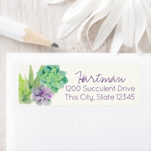 Succulenten Waterverf Adres Etiket (Insitu)