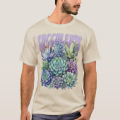 Succulenten Waterverf Botanisch Paarse Groen T-shirt (Voorkant)