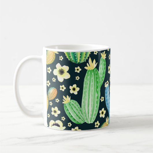 Succulenten Waterverf Cactus Bloemenpatroon Koffiemok (Links)