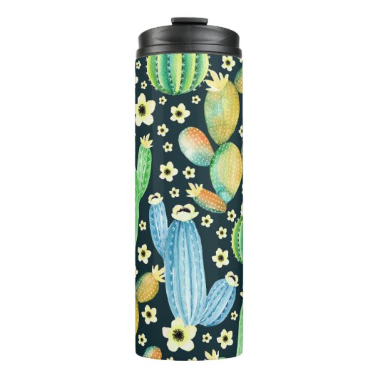 Succulenten Waterverf Cactus Bloemenpatroon Thermosbeker (Voorkant)
