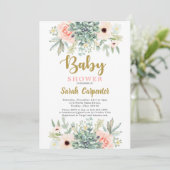 Succulenten waterverf floraal Baby shower Kaart (Staand voorkant)