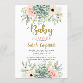 Succulenten waterverf floraal Baby shower Kaart