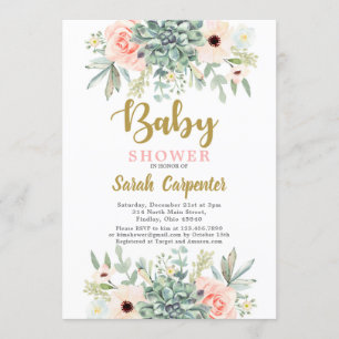 Succulenten waterverf floraal Baby shower Kaart