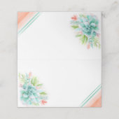 Succulenten waterverf sinaasappel groene kunst pla plaatskaartje (Buitenkant ongevouwen)