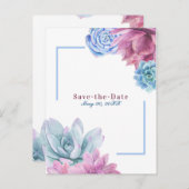 Succulenten White Chic Rustic Fiesta Save the Date Aankondigingskaart (Voorkant / Achterkant)