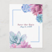 Succulenten White Chic Rustic Fiesta Save the Date Aankondigingskaart (Voorkant)