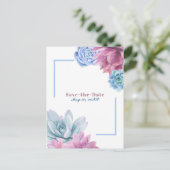 Succulenten White Chic Rustic Fiesta Save the Date Aankondigingskaart (Staand voorkant)