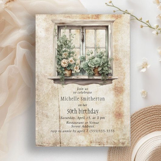 Succulenten Window Garden 50ste verjaardagsfeestje Kaart