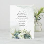 Succulenten, witte rozen en groen Vrijgezellenfees Kaart (Staand voorkant)