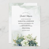 Succulenten, witte rozen en groen Vrijgezellenfees Kaart (Voorkant / Achterkant)