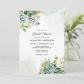 Succulenten, witte rozen en groen Vrijgezellenfees Kaart (Staand voorkant)