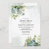 Succulenten, witte rozen en groen Vrijgezellenfees Kaart (Voorkant / Achterkant)