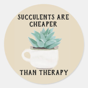 Succulenten zijn goedkoper dan therapiesticker ronde sticker