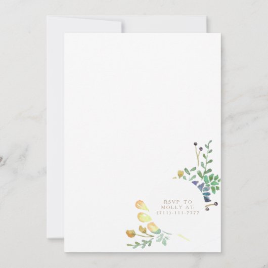 Succulententuin Cirkel | Waterverf Bruidsdouche Kaart (Achterkant)