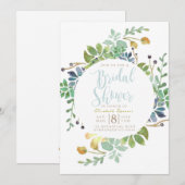 Succulententuin Cirkel | Waterverf Bruidsdouche Kaart (Voorkant / Achterkant)