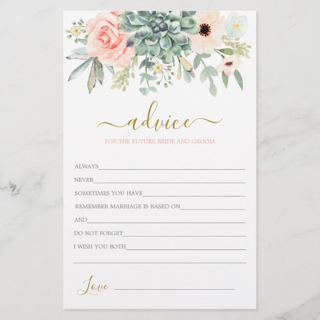 Succulents Advice for the Bride Card (Voorkant)