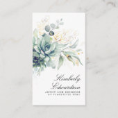 Succulents and Gold Greenery Elegant Boho Foliage Visitekaartje (Voorkant)
